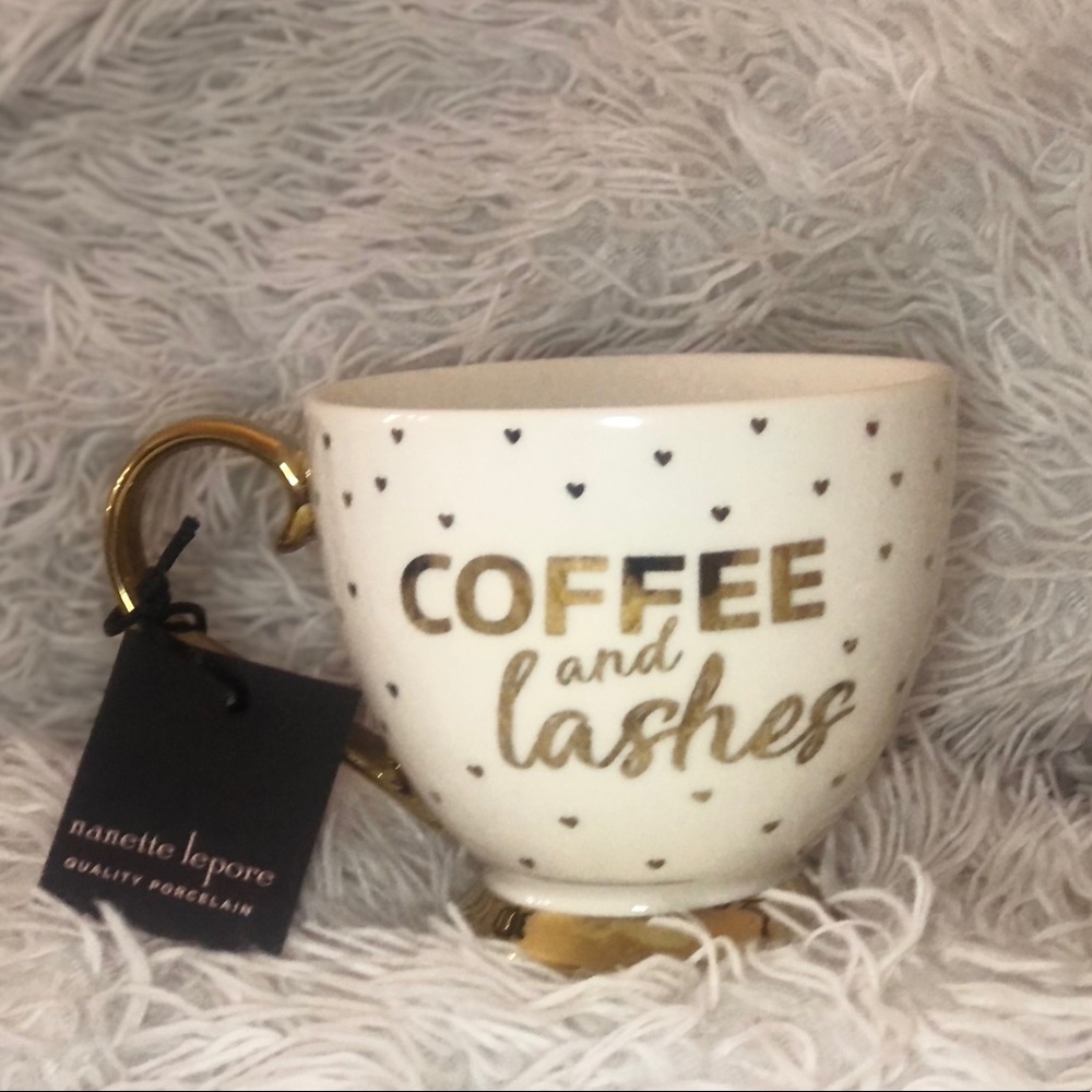 Nanette Lepore “Coffee and Lashes” White&Gold Coffee Mug